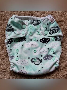 Mama Koala Mint Abstract Cloud One Size Pocket Cloth Diaper